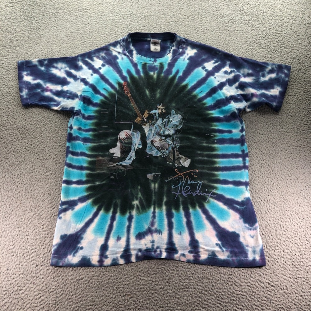 Vintage Jimi Hendrix Shirt Mens Extra Large Blue 90s Tie Dye  Single Stitch